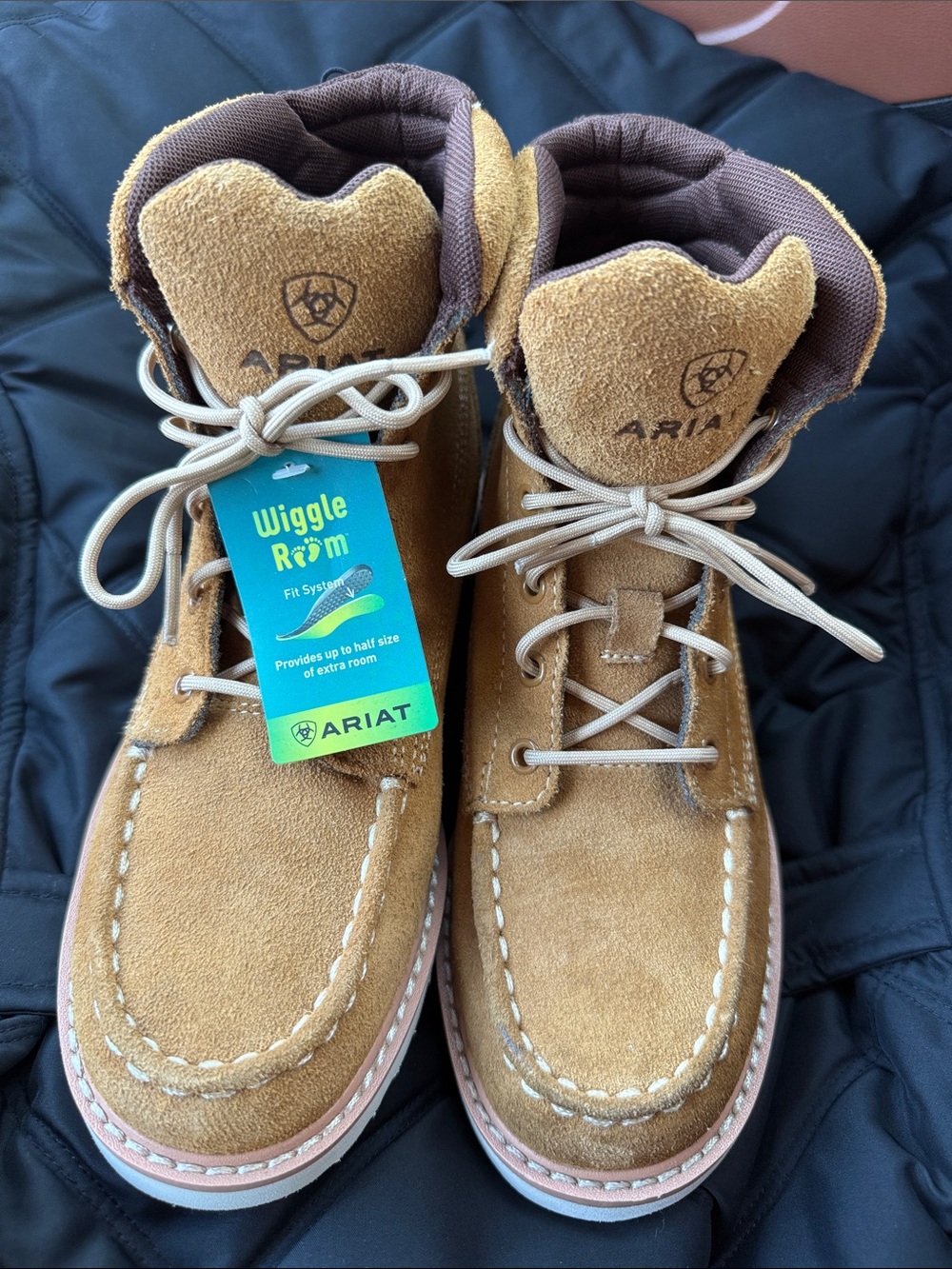 Ariat Kids Tan Suede Lace-Up Wiggle Room Boots